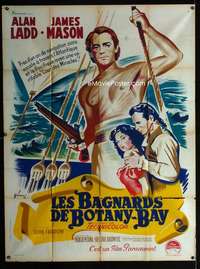 m557 BOTANY BAY French one-panel movie poster '53 Alan Ladd, Grinsson art!