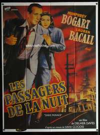 m579 DARK PASSAGE French one-panel movie poster R80s Humphrey Bogart, Bacall