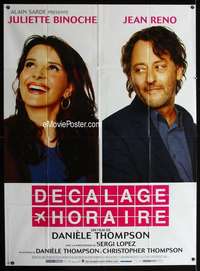 m632 JETLAG French one-panel movie poster '02 Juliette Binoche, Jean Reno