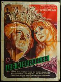 m647 LES MISERABLES French one-panel movie poster '34 cool Olere artwork!