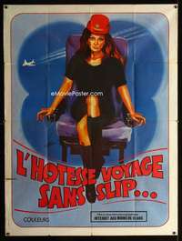 m649 L'HOTESSE VOYAGE DANS SLIP French one-panel movie poster '60s Ferro art