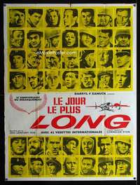 m651 LONGEST DAY French one-panel movie poster '62 John Wayne, all-star cast!