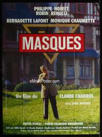m663 MASQUES French one-panel movie poster '87 Noiret, Claude Chabrol