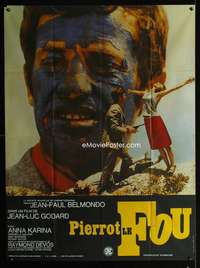 m679 PIERROT LE FOU French one-panel movie poster R70s Jean-Luc Godard