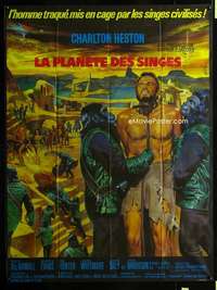 m682 PLANET OF THE APES French one-panel movie poster '68 Heston,Mascii art
