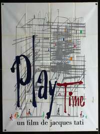 m683 PLAYTIME French one-panel movie poster '67 Jacques Tati, Ferracci art!