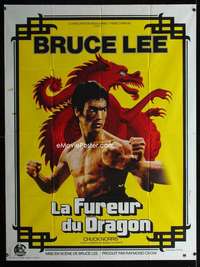 m695 RETURN OF THE DRAGON French one-panel movie poster '74 Bruce Lee
