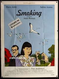 m713 SMOKING/NO SMOKING French one-panel movie poster '93 Alain Resnais