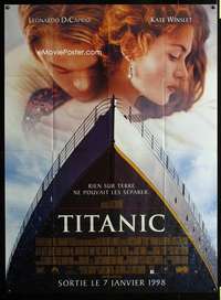 m729 TITANIC advance French one-panel movie poster '97 DiCaprio, Winslet