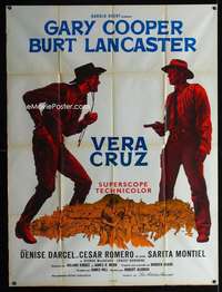 m741 VERA CRUZ French 1p R60s great close up artwork of cowboys Gary Cooper & Burt Lancaster!