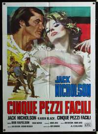 m153 FIVE EASY PIECES Italian 1p R77 different art of Jack Nicholson & Karen Black, Bob Rafelson!