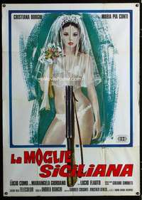 m171 LA MOGLIE SICILIANA Italian one-panel movie poster '78 sexy bride!