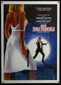 m175 LIVING DAYLIGHTS Italian one-panel movie poster '86 Tim Dalton as Bond!