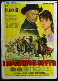m179 MAGNIFICENT SEVEN Italian 1p R70s Yul Brynner, John Sturges' 7 Samurai western, different!