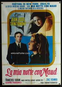 m192 MY NIGHT AT MAUD'S Italian one-panel movie poster '69 Eric Rohmer