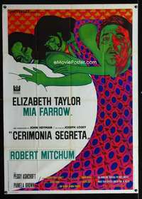 m205 SECRET CEREMONY Italian one-panel movie poster '68 wild Iaia Liz art!
