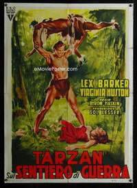 m213 TARZAN'S PERIL Italian one-panel movie poster '55 great artwork!