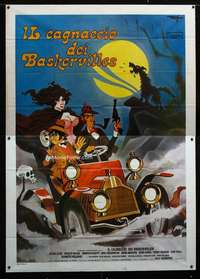 m044 HOUND OF THE BASKERVILLES Italian two-panel movie poster '78 cool art!