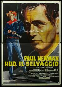 m045 HUD Italian two-panel movie poster '63 cool artwork of Paul Newman!