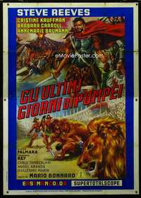 m051 LAST DAYS OF POMPEII Italian two-panel movie poster '60 Steve Reeves