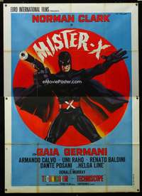 m059 MISTER X Italian two-panel movie poster '66 Taruntelli superhero art!