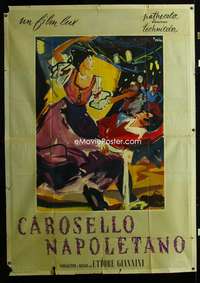 m062 NEAPOLITAN CAROUSEL Italian two-panel movie poster '54 cool Brini art!