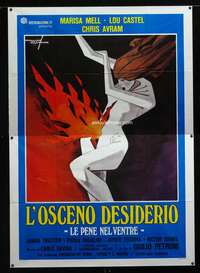 m066 OBSCENE DESIRE Italian two-panel movie poster '78 cool Deseta art!
