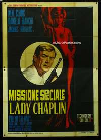 m069 OPERATION LADY CHAPLIN Italian two-panel movie poster '66 Casaro art!