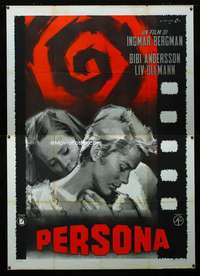 m071 PERSONA Italian two-panel movie poster '67 Ingmar Bergman, Cesselon art