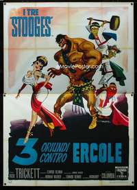 m084 THREE STOOGES MEET HERCULES Italian two-panel movie poster '61cool art!