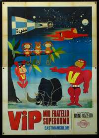 m090 VIP MIO FRATELLO SUPERUOMO Italian two-panel movie poster '68 sci-fi!