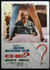 m092 WHAT Italian two-panel movie poster '73 Roman Polanski, Hugh Griffith