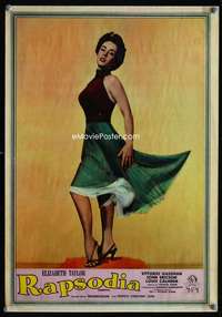 m114 RHAPSODY Italian 14x19 photobusta movie poster '54 sexy Liz Taylor!