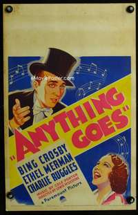 m245 ANYTHING GOES window card movie poster '36 Bing Crosby, Ethel Merman