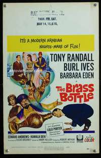 m268 BRASS BOTTLE window card movie poster '64 Tony Randall, Burl Ives