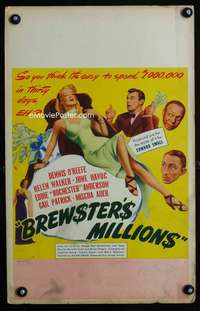 m269 BREWSTER'S MILLIONS window card movie poster '45 Dennis O'Keefe