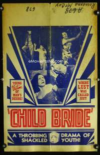 m277 CHILD BRIDE window card movie poster '38 where lust was called just!