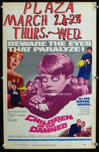 m278 CHILDREN OF THE DAMNED window card movie poster '64 creepy image!