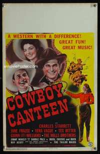 m285 COWBOY CANTEEN window card movie poster '44 Charles Starrett, Jane Frazee