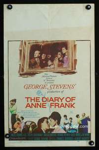 m292 DIARY OF ANNE FRANK window card movie poster '59 Millie Perkins