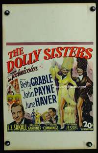 m293 DOLLY SISTERS window card movie poster '45 Betty Grable, John Payne