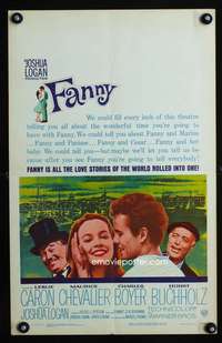 m300 FANNY window card movie poster '61 Leslie Caron, Boyer, Chevalier