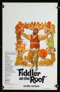 m303 FIDDLER ON THE ROOF window card movie poster '72 Topol, Ted CoConis art!