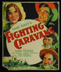 m304 FIGHTING CARAVANS window card movie poster '31 Gary Cooper, Zane Grey