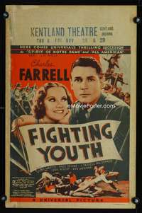 m305 FIGHTING YOUTH window card movie poster '35 football all-Americans!