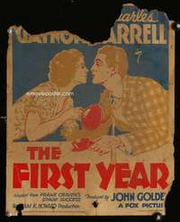 m307 FIRST YEAR window card movie poster '32 Janet Gaynor, Charles Farrell
