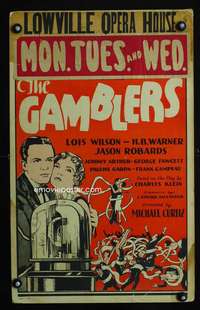 m315 GAMBLERS window card movie poster '29 great ticker tape Wall Street art!