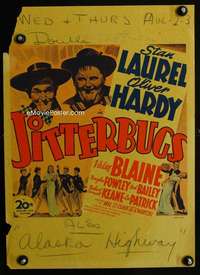 m353 JITTERBUGS window card movie poster '43 Stan Laurel & Oliver Hardy!