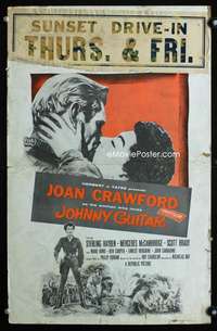 m354 JOHNNY GUITAR window card movie poster '54 Joan Crawford, Nicholas Ray
