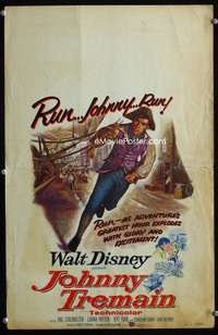 m355 JOHNNY TREMAIN window card movie poster '57 Walt Disney, Esther Forbes